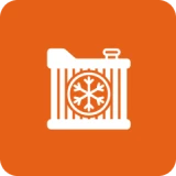 Heating and cooling symbol on orange