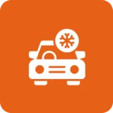 Car air conditioning icon on orange background