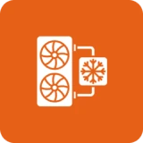 Dual fans with snowflake symbol